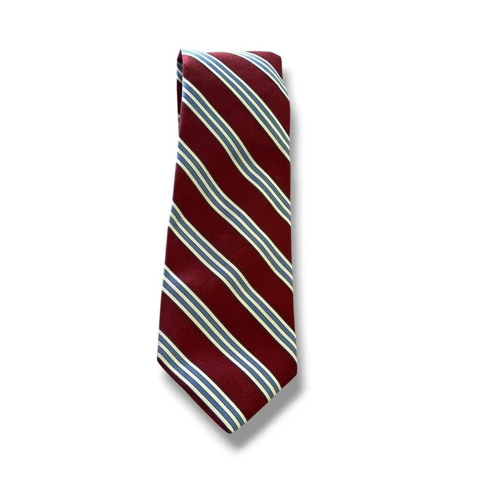 Brooks Brothers 346 Burgundy Blue Stripe Neck Tie NWT 100% Silk